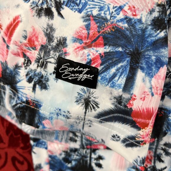 Sunday Swagger Shirt Mens XL White Graphic Print Palm Tree AOP Golf Beach Party - Picture 4 of 10